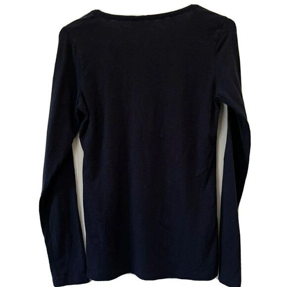 Eddie Bauer Navy Neckline Tie Cream Floral Embroidered Tunic Top Size XS - Picture 2 of 9